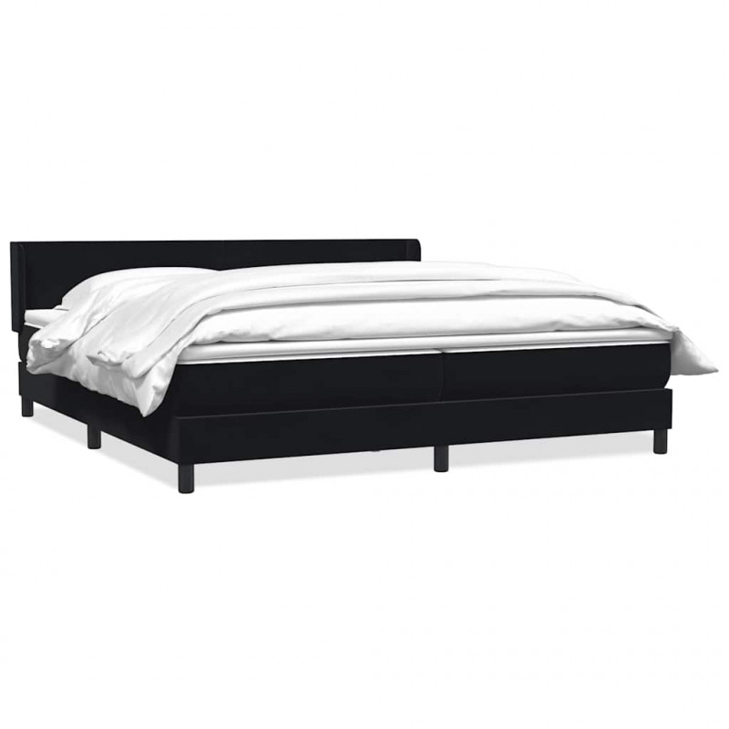 Łóżko typu Box Spring z materacem Czarny 180x220 cm Aksamit