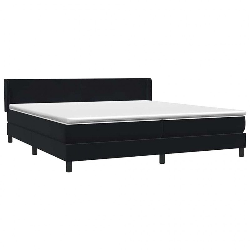 Łóżko typu Box Spring z materacem Czarny 180x220 cm Aksamit