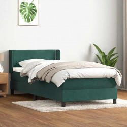 Łóżko kontynentalne z materacem, zielone, aksamit, 100x210 cm