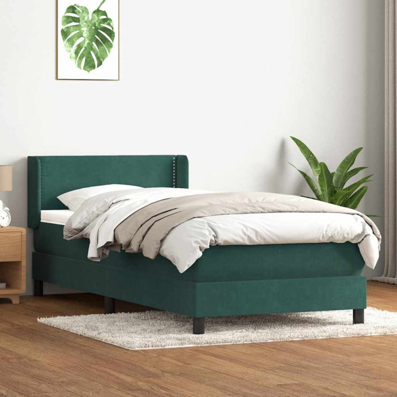 Łóżko kontynentalne z materacem ciemnozielony aksamit 80x220 cm
