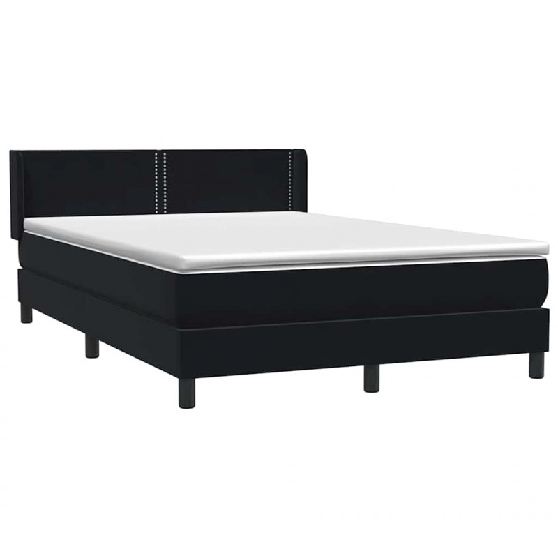 Łóżko typu Box Spring z materacem Czarny 160x220 cm Aksamit