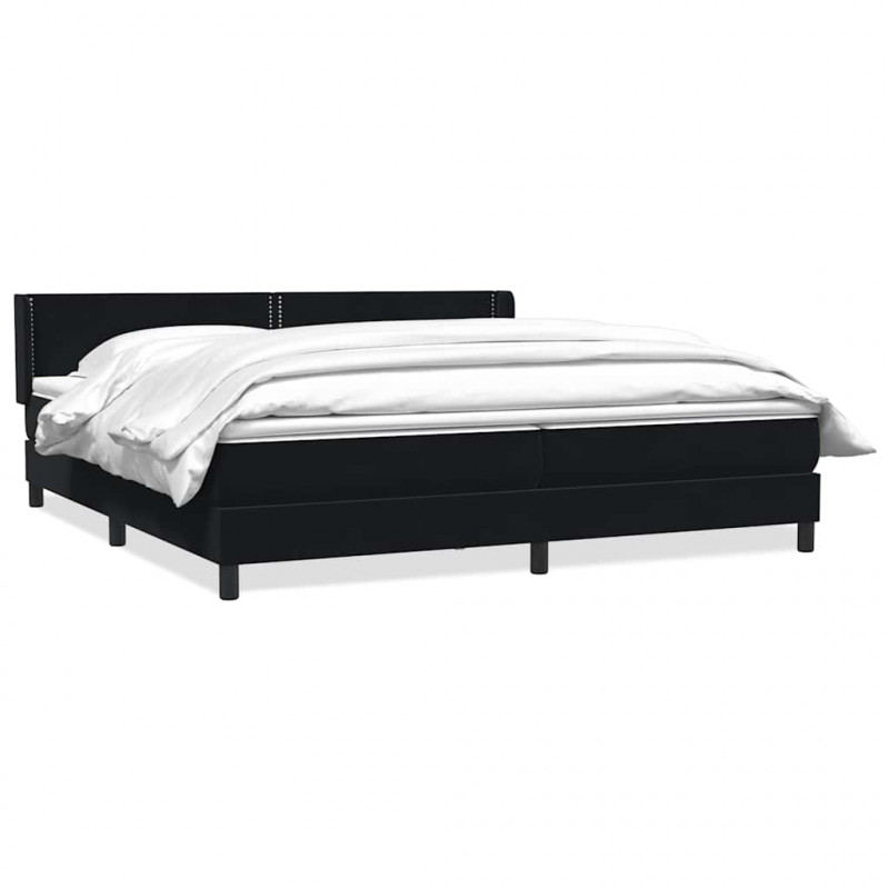 Łóżko typu Box Spring z materacem Czarny 180x220 cm Aksamit