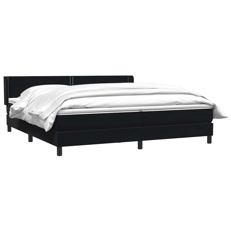 Łóżko typu Box Spring z materacem Czarny 180x220 cm Aksamit