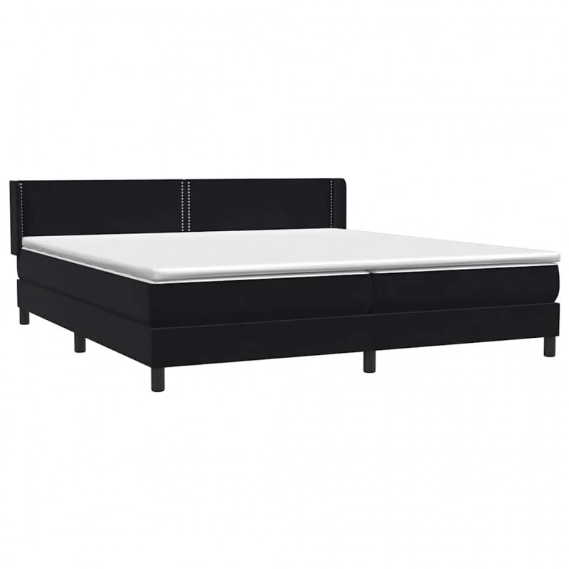 Łóżko typu Box Spring z materacem Czarny 180x220 cm Aksamit