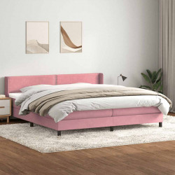 Łóżko typu Box Spring z materacem różowe 200x220 cm aksamitne