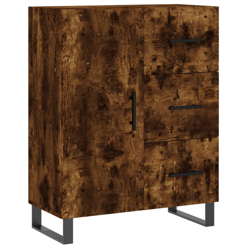 Witrynka przydymiony dąb 69,5x34x180 cm materiał drewnopochodny