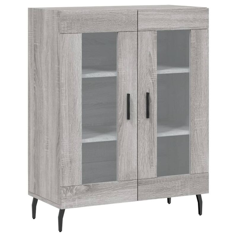 Witrynka szary dąb sonoma 69,5x34x180cm materiał drewnopochodny