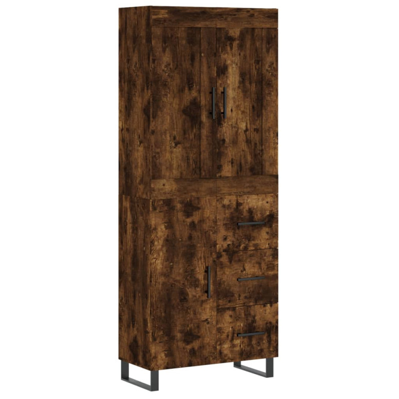 Witrynka przydymiony dąb 69,5x34x180 cm materiał drewnopochodny