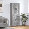 Witrynka szary dąb sonoma 69,5x34x180cm materiał drewnopochodny
