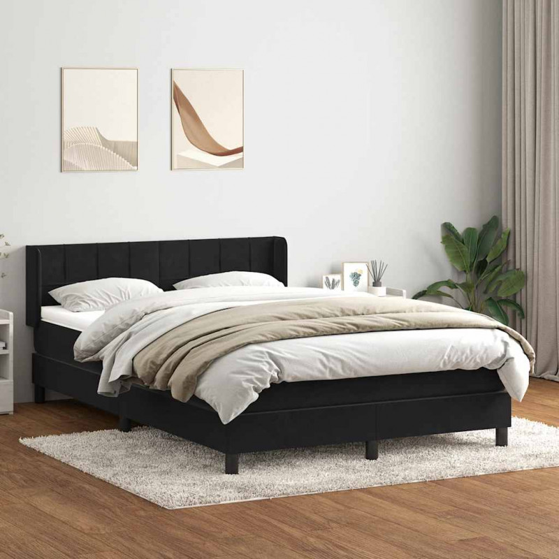 Łóżko typu Box Spring z materacem Czarny 160x220 cm Aksamit