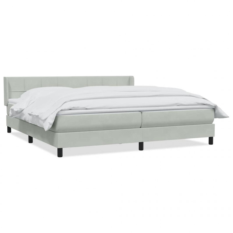 Łóżko typu Box Spring z materacem Jasnoszary 180x220 cm Aksamit