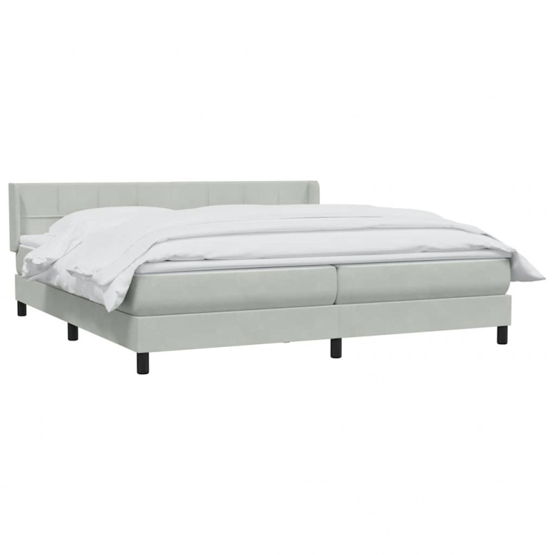 Łóżko typu Box Spring z materacem Jasnoszary 180x220 cm Aksamit
