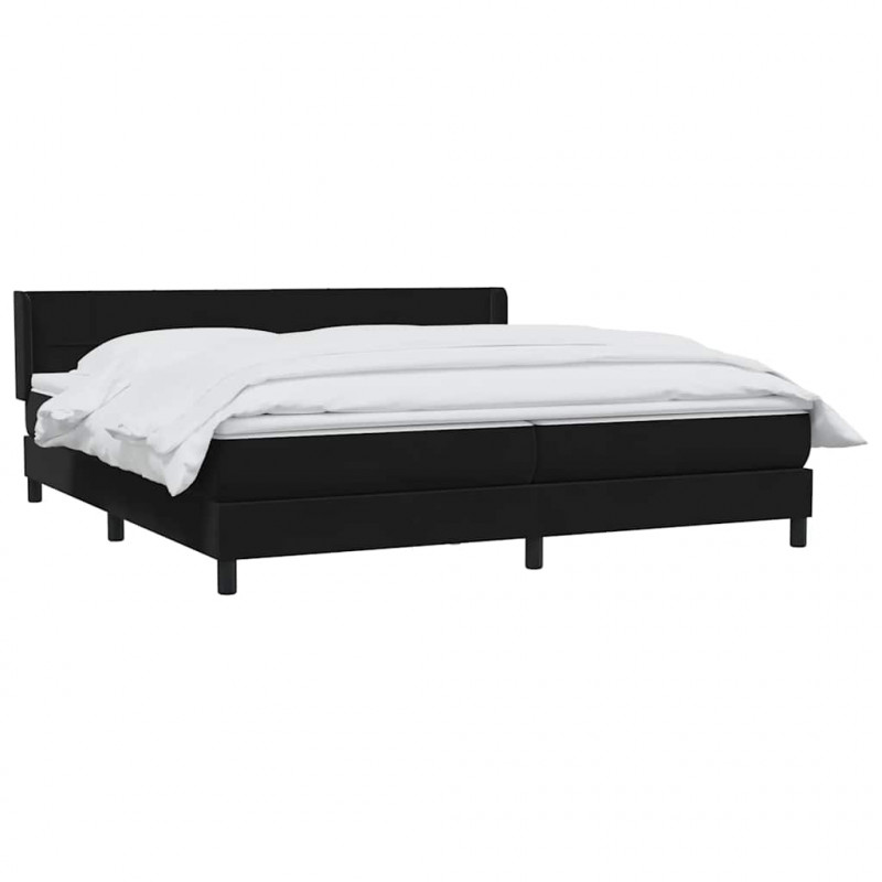 Łóżko typu Box Spring z materacem Czarny 180x220 cm Aksamit