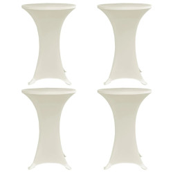 Pokrowce na stół barowy, Ø 70 cm, kremowe, elastyczne, 4 szt.