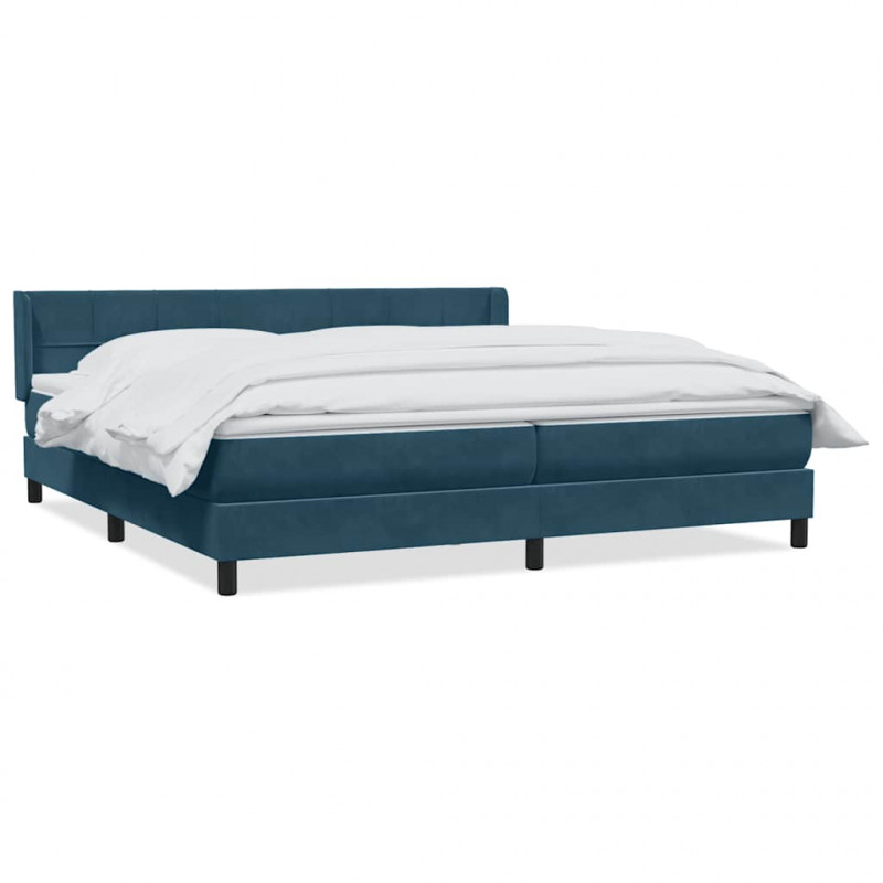 Łóżko typu Box Spring z materacem Ciemnoniebieski 180x220 cm