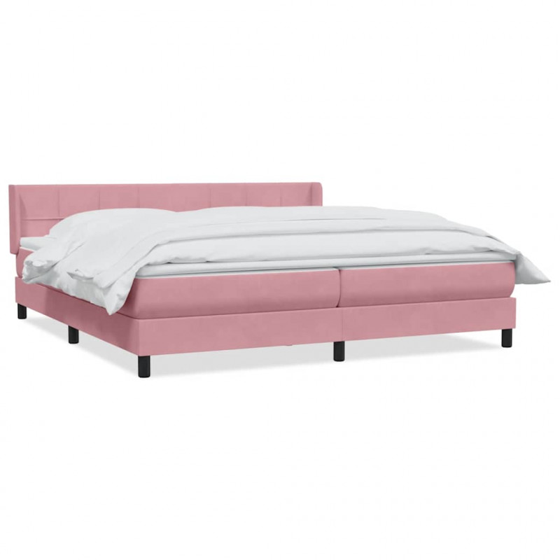 Łóżko typu Box Spring z materacem różowe 180x220 cm aksamitne