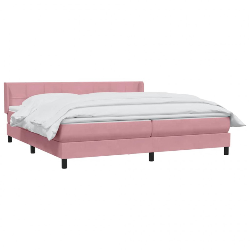 Łóżko typu Box Spring z materacem różowe 180x220 cm aksamitne