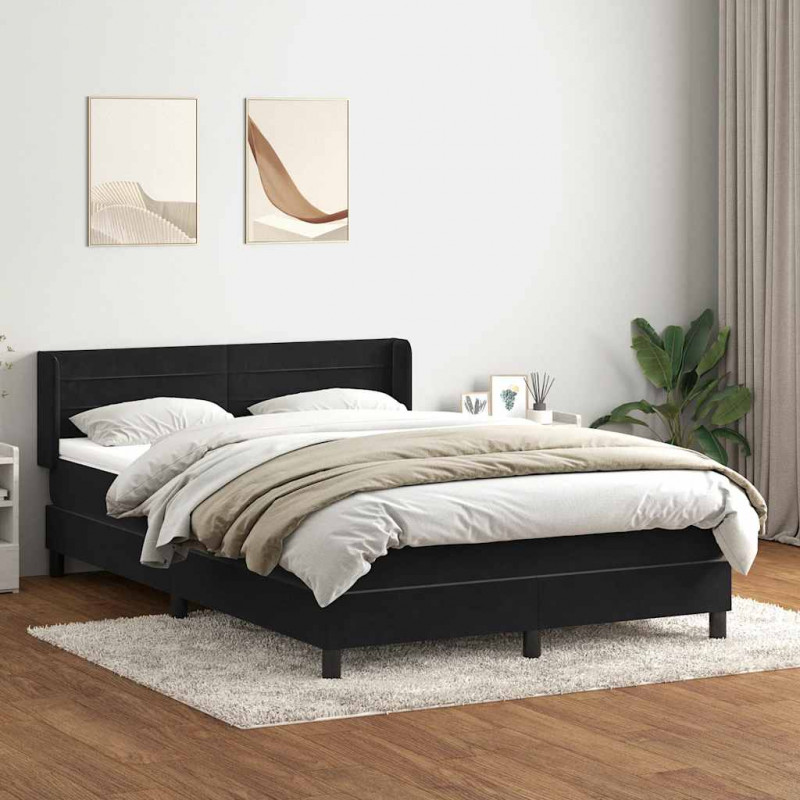 Łóżko typu Box Spring z materacem Czarny 160x220 cm Aksamit