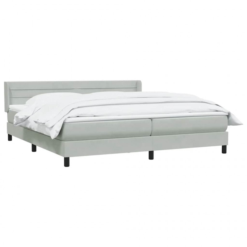 Łóżko typu Box Spring z materacem Jasnoszary 180x220 cm Aksamit