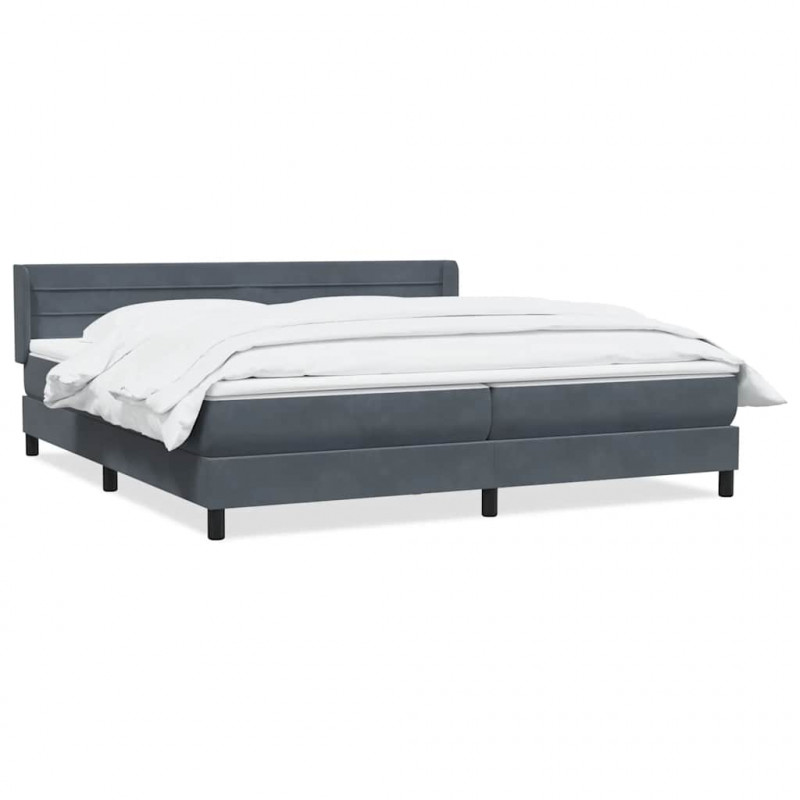 Łóżko typu Box Spring z materacem Ciemnoszary 180x220cm Aksamit