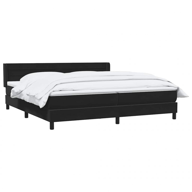 Łóżko typu Box Spring z materacem Czarny 180x220 cm Aksamit