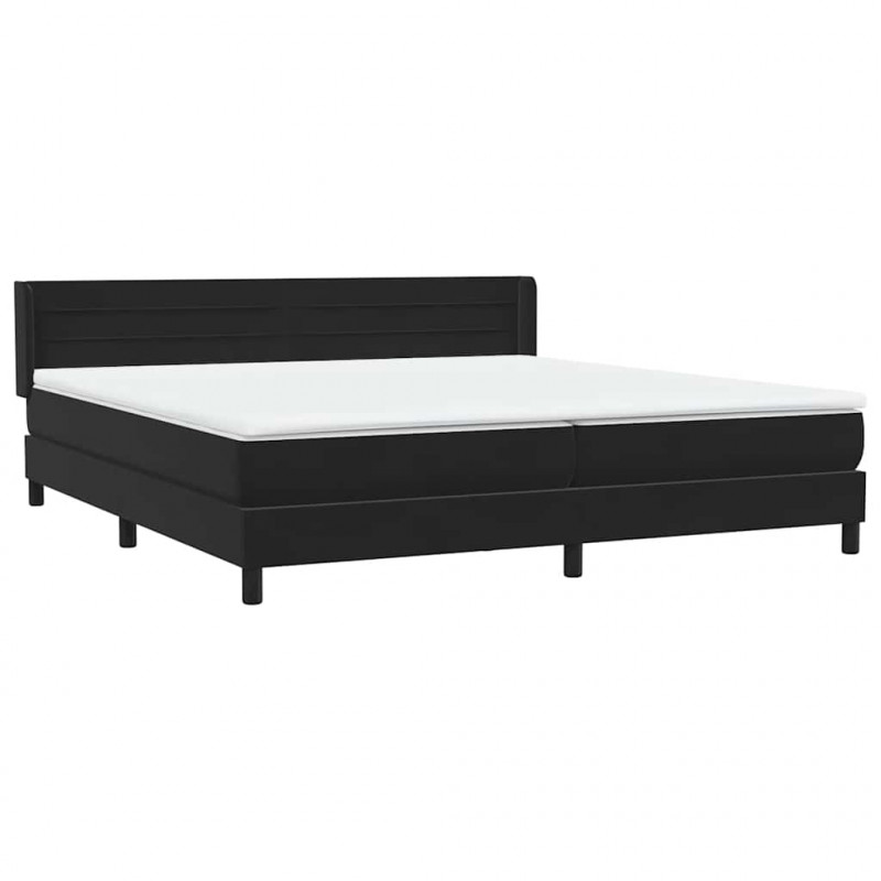 Łóżko typu Box Spring z materacem Czarny 180x220 cm Aksamit