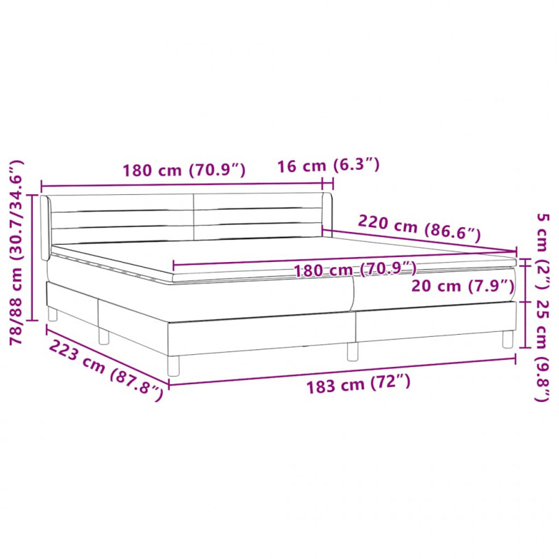 Łóżko typu Box Spring z materacem Czarny 180x220 cm Aksamit