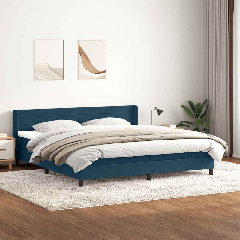 Łóżko typu Box Spring z materacem Ciemnoniebieski 180x220 cm