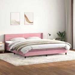 Łóżko typu Box Spring z materacem różowe 180x220 cm aksamitne