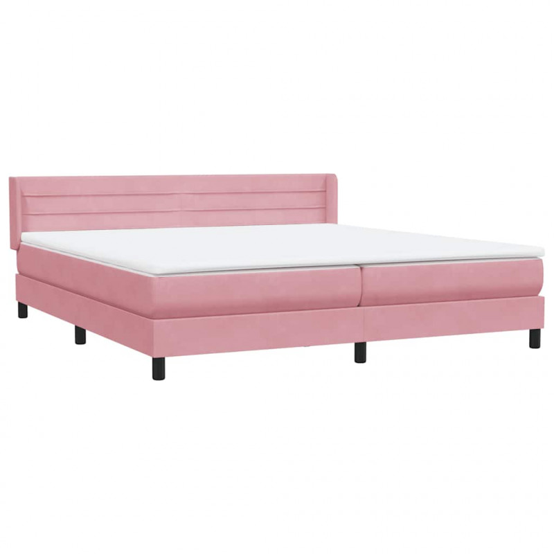 Łóżko typu Box Spring z materacem różowe 180x220 cm aksamitne