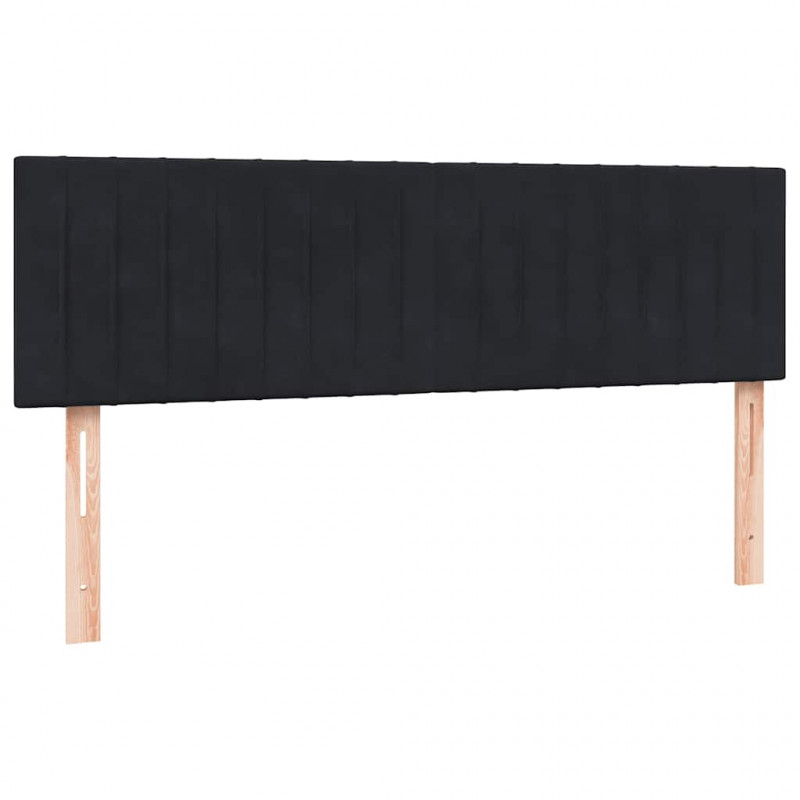 Łóżko kontynentalne z materacem, czarne, 160x210 cm, aksamit