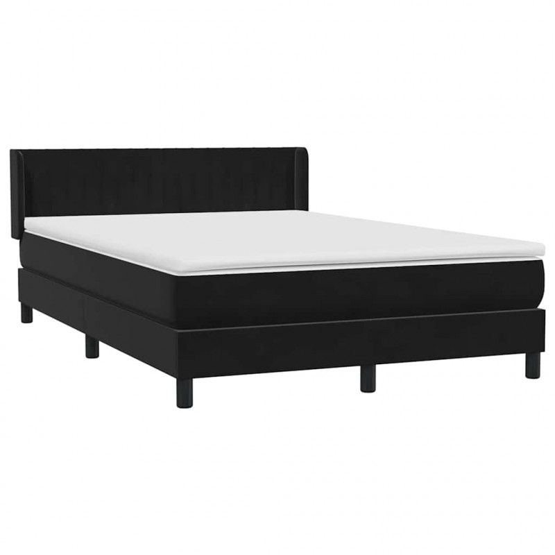 Łóżko typu Box Spring z materacem Czarny 160x220 cm Aksamit