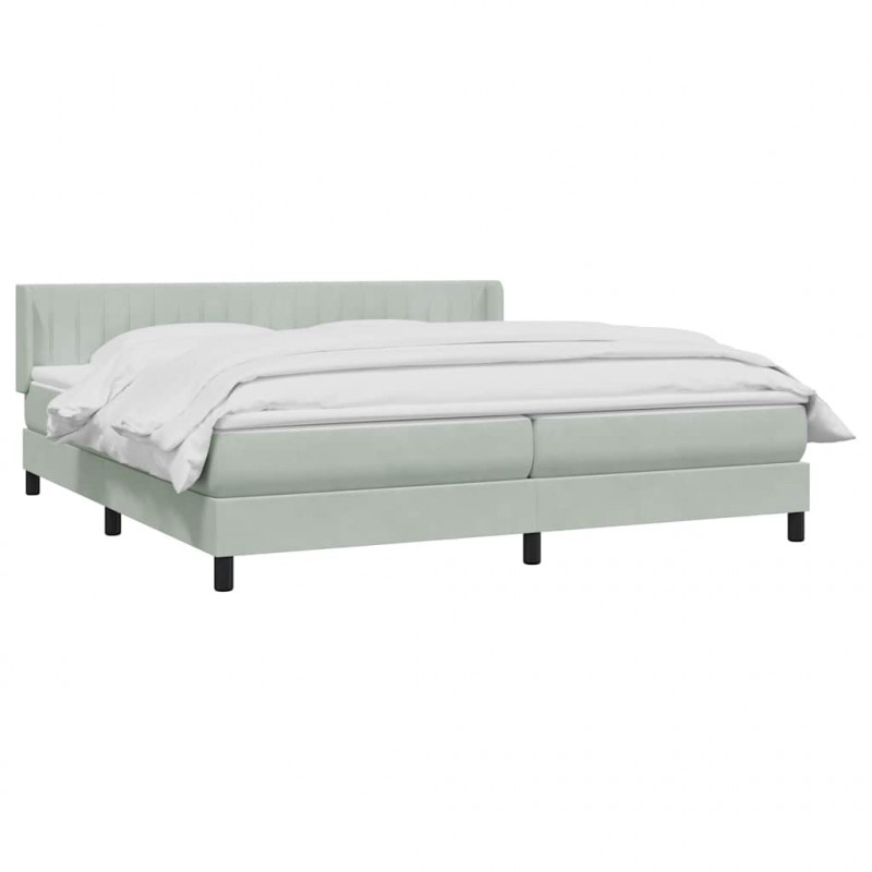Łóżko typu Box Spring z materacem Jasnoszary 180x220 cm Aksamit