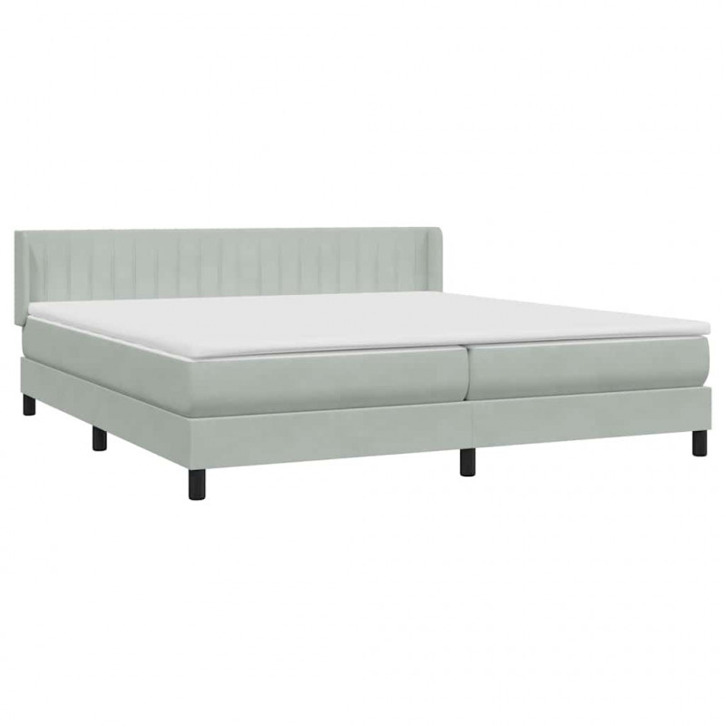 Łóżko typu Box Spring z materacem Jasnoszary 180x220 cm Aksamit