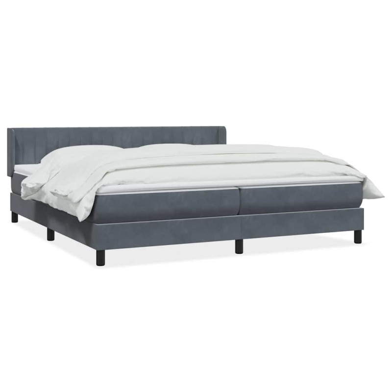 Łóżko typu Box Spring z materacem Ciemnoszary 180x220cm Aksamit