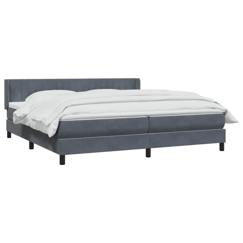 Łóżko typu Box Spring z materacem Ciemnoszary 180x220cm Aksamit