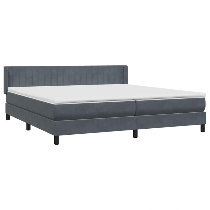 Łóżko typu Box Spring z materacem Ciemnoszary 180x220cm Aksamit