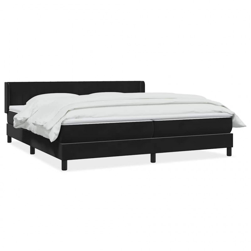 Łóżko typu Box Spring z materacem Czarny 180x220 cm Aksamit