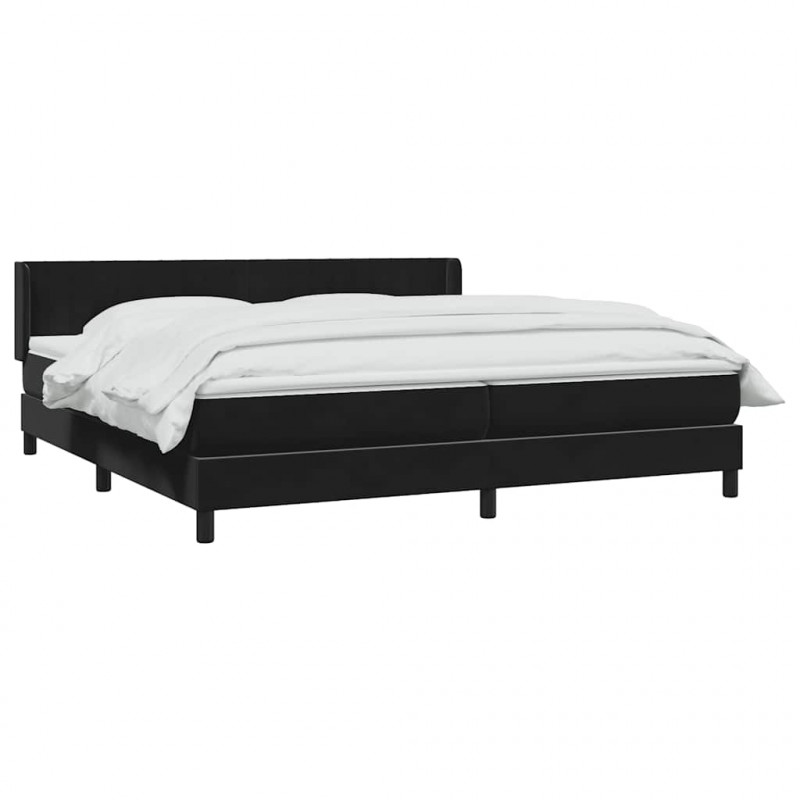 Łóżko typu Box Spring z materacem Czarny 180x220 cm Aksamit