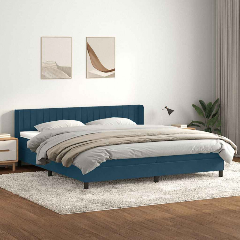 Łóżko typu Box Spring z materacem Ciemnoniebieski 180x220 cm