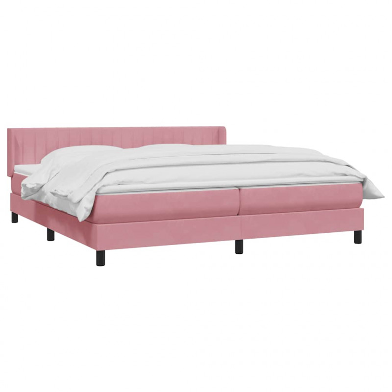 Łóżko typu Box Spring z materacem różowe 180x220 cm aksamitne