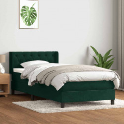 Łóżko kontynentalne z materacem ciemnozielony aksamit 80x210 cm