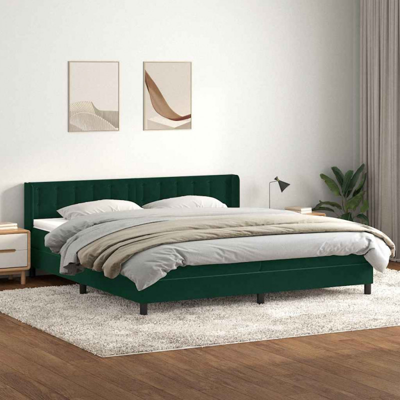 Łóżko kontynentalne z materacem ciemnozielony aksamit 90x210 cm
