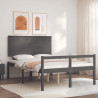 Łóżko dla seniora, z wezgłowiem, szare, 120x200 cm, lite drewno