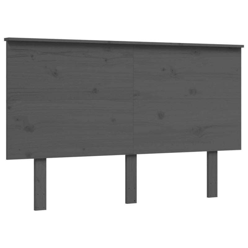 Łóżko dla seniora, z wezgłowiem, szare, 120x200 cm, lite drewno