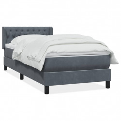 Łóżko kontynentalne z materacem, ciemnoszary aksamit, 90x220 cm