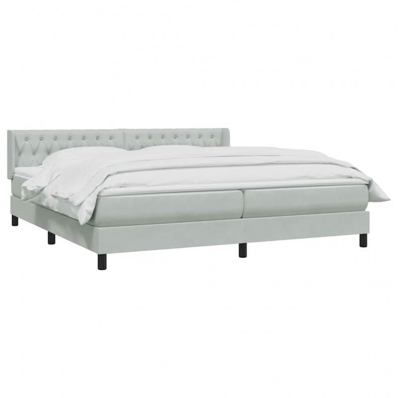 Łóżko typu Box Spring z materacem Jasnoszary 180x220 cm Aksamit