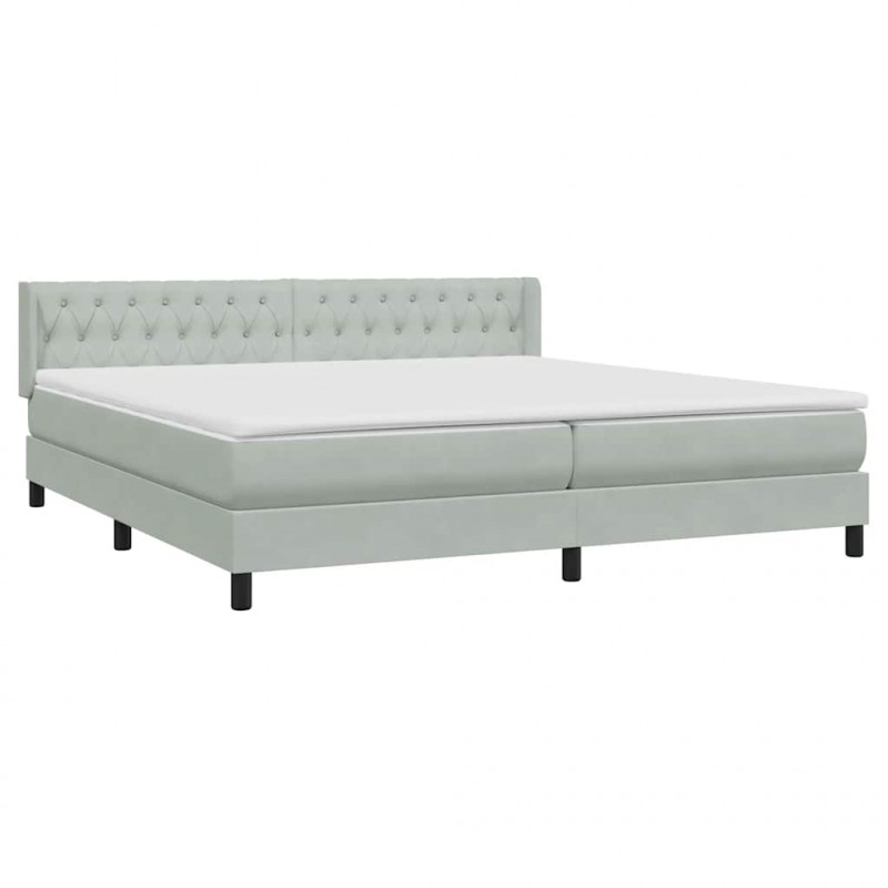 Łóżko typu Box Spring z materacem Jasnoszary 180x220 cm Aksamit