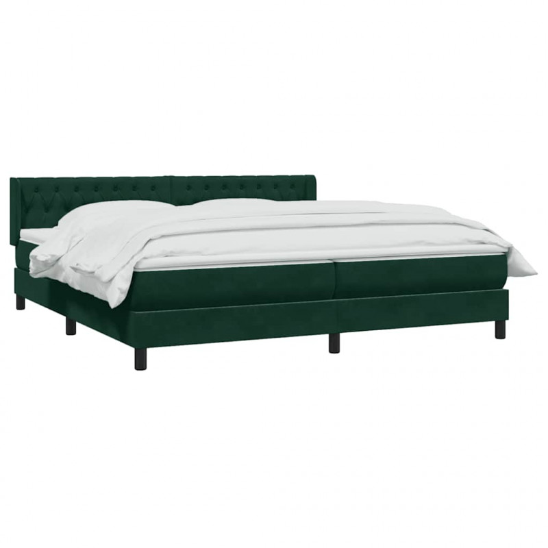 Łóżko typu Box Spring z materacem Ciemnozielone 180x220 cm