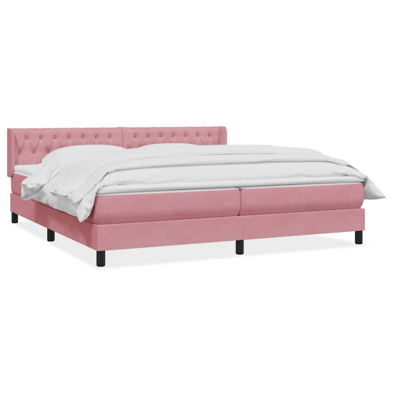 Łóżko typu Box Spring z materacem różowe 180x220 cm aksamitne